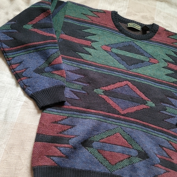 Vintage 80's Knit Patterned Sweater - Picture 4 of 10